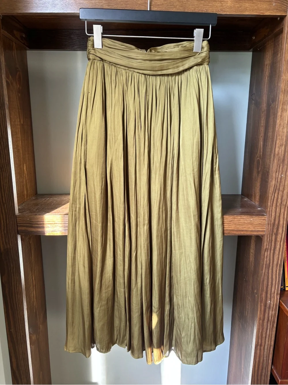 Point Sur for J. Crew Olive Green(ish) Pleated Maxi Skirt
